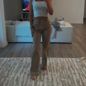 NWT RE/DONE 70s Ultra High Rise Wide Leg Jeans in Washed Khaki